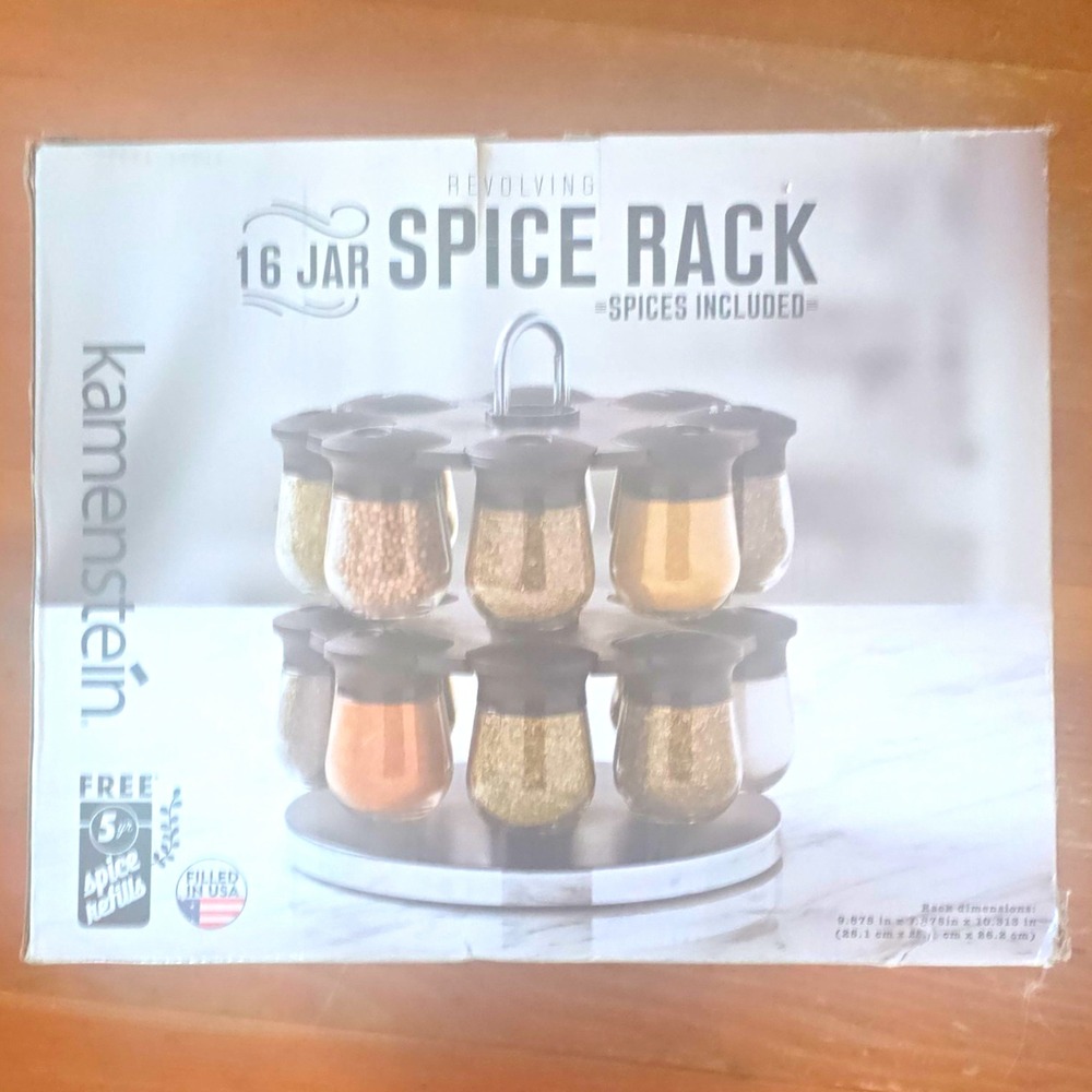 Kamenstein 16-Jar Revolving Carousel Spice Rack w/ Spice Jars, Rotating